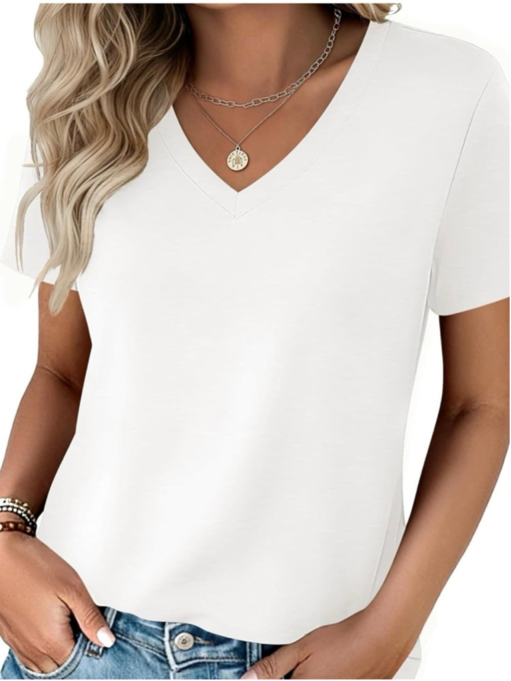 Flamingals Summer Casual Short Sleeve Tshirts Business Basic V-Neck shirt L